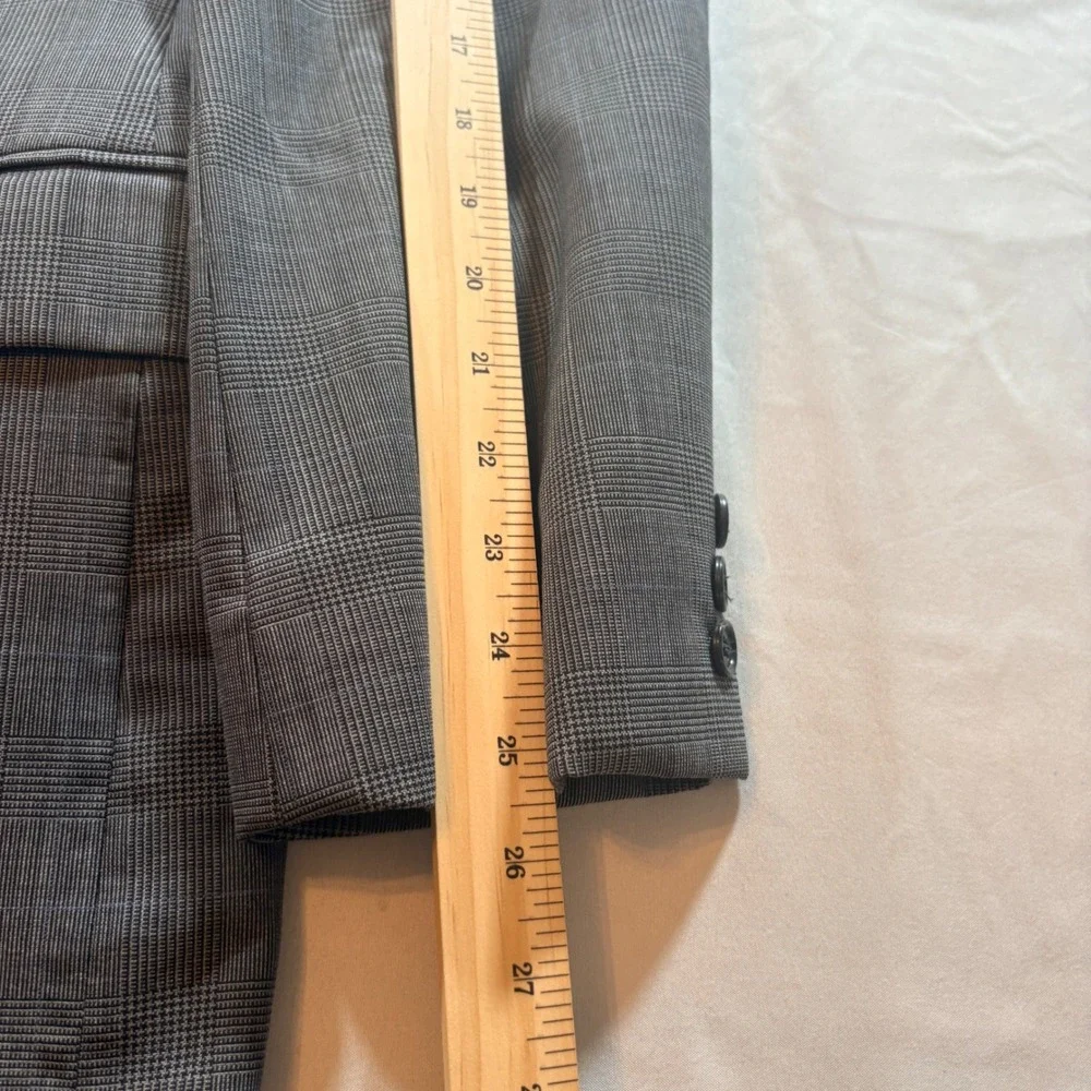 Brooks Brothers Brooksease Blazer Mens 43L Grey Glen Plaid Wool Sport Coat